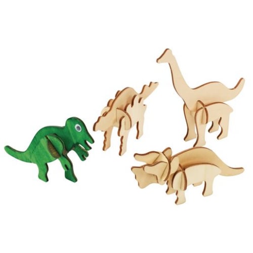 Set de 4 puzzle-uri 3D pentru decorat - Dinozauri