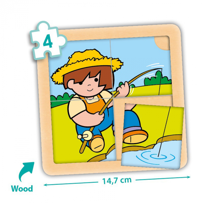 Set de 4 puzzle-uri din lemn (4 piese) - Zaro și Nita [2]