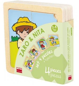 Set de 4 puzzle-uri din lemn (4 piese) - Zaro și Nita [5]