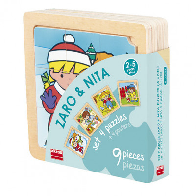 Set de 4 puzzle-uri din lemn (9 piese) - Zaro şi Nita [5]