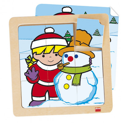 Set de 4 puzzle-uri din lemn (9 piese) - Zaro şi Nita [4]