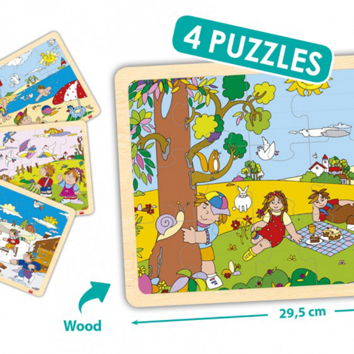 Set de 4 puzzle-uri din lemn - Cele 4 anotimpuri