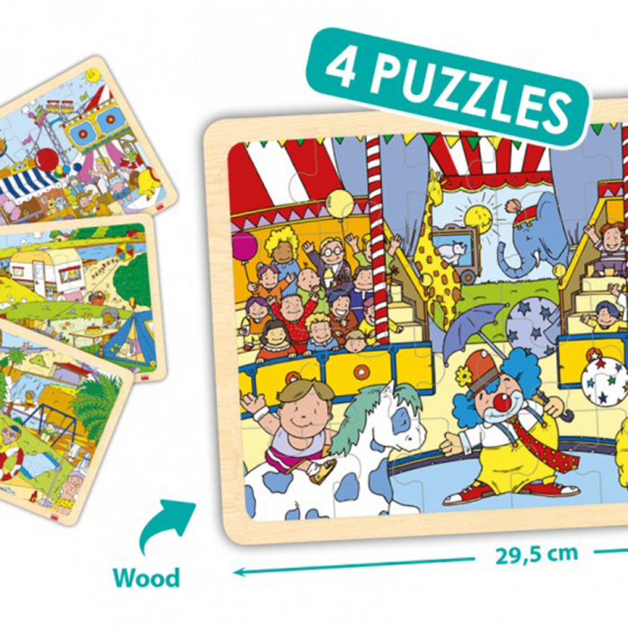 Set de 4 puzzle-uri din lemn - In timpul liber