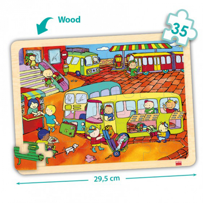 Set de 4 puzzle-uri din lemn - Mijloace de transport [4]