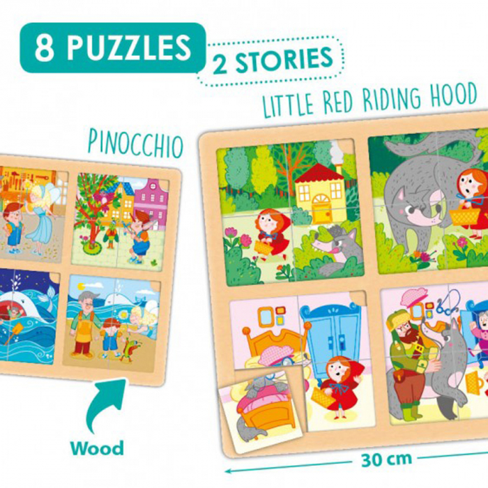 Set de 4 puzzle-uri din lemn - „Scufița Roșie” și „Pinocchio” [2]