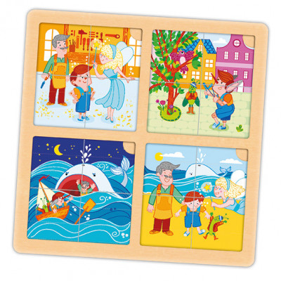 Set de 4 puzzle-uri din lemn - „Scufița Roșie” și „Pinocchio” [4]