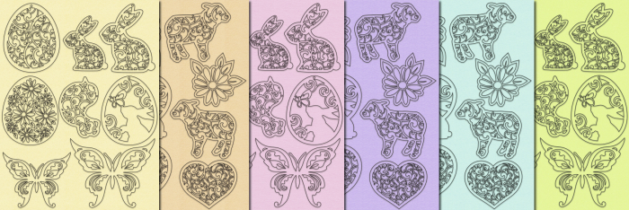 Set de 45 decorațiuni pretăiate pentru Paște - culori pastelate [3]