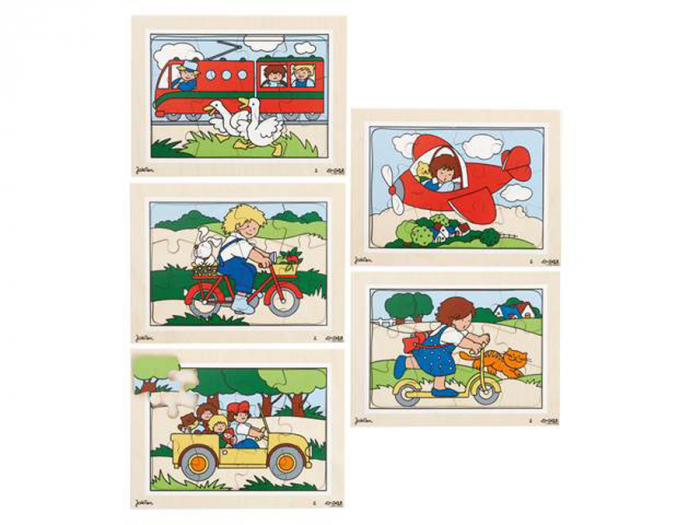 Set de 5 puzzle-uri din lemn - Transporturi 2