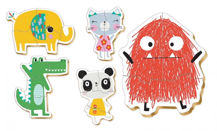 Set de 5 puzzle-uri progresive - Animalute (2-5 piese) [2]