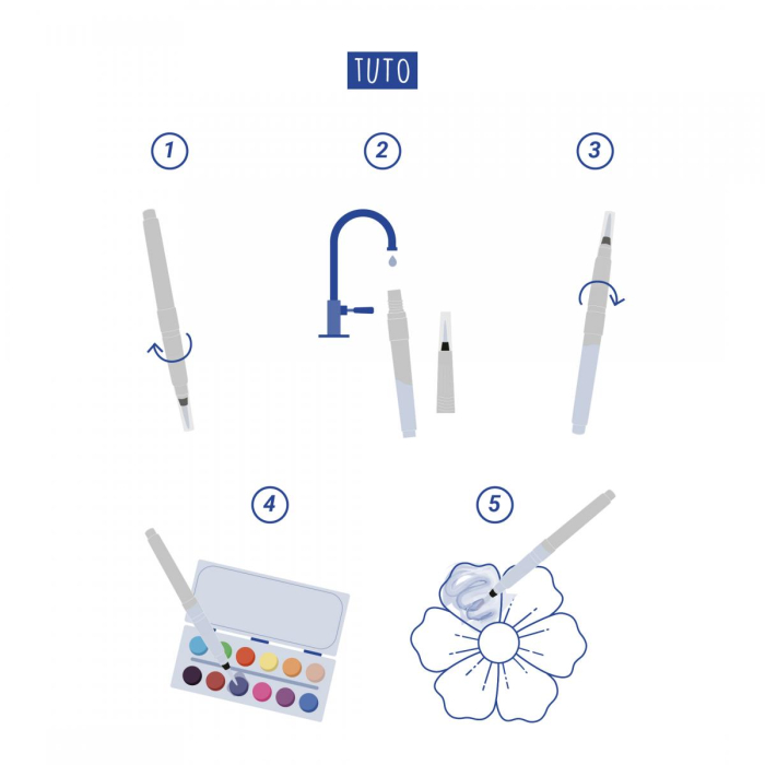 Set de 6 pensule cu rezervor- 3 dimensiuni diferite [4]