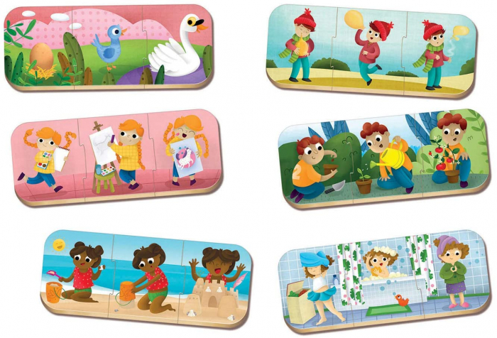 Set de 6 puzzle-uri din cate 3 piese - Secvente logice [2]