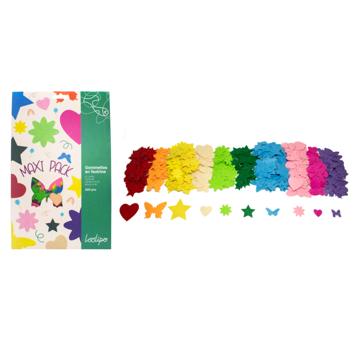 Set de 600 de stickere colorate din fetru - Inimi, stele, fluturi, flori [3]