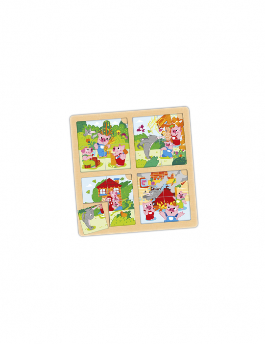 Set de 8 puzzle-uri din lemn - „Cei trei purceluși” și „Cenușăreasa [4]