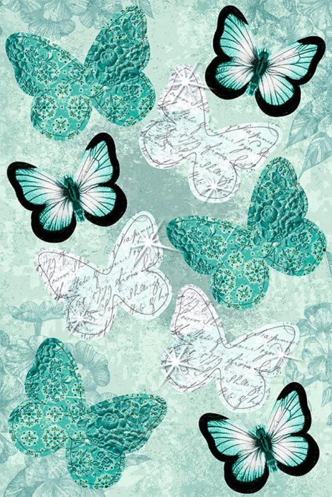 Set de creație - 24 de fluturi 3D autoadezivi în culori acvatice [4]