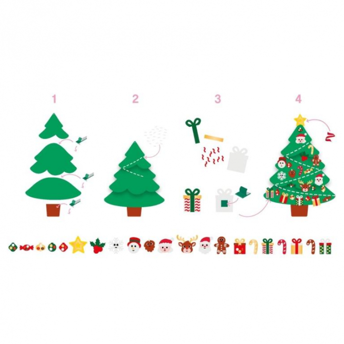 Set de creatie cu 30 de accesorii - Brad din fetru, 95 cm [2]