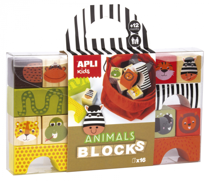Set de cuburi de construit din lemn - Animale [2]