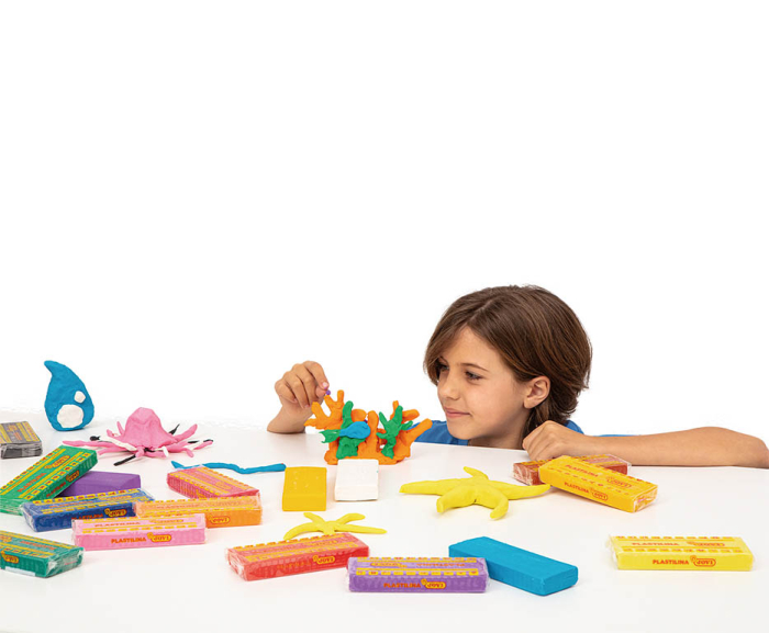 Set de modelat cu plastilină și șabloane cu litere, cifre și forme geometrice [2]