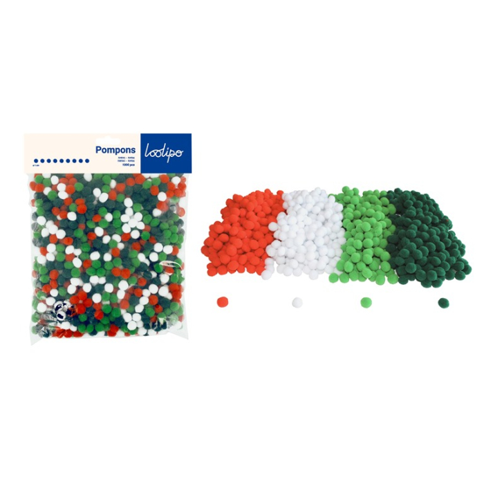 Set pom-pom in culori de Craciun, 1000 bucati [2]