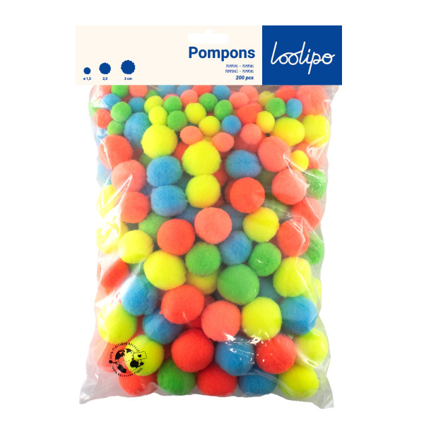 Set pom-pom în culori neon, 200 piese [3]