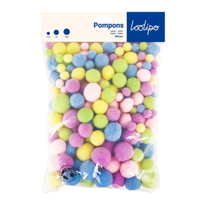 Set pom-pom în culori pastelate - 200 de piese [5]