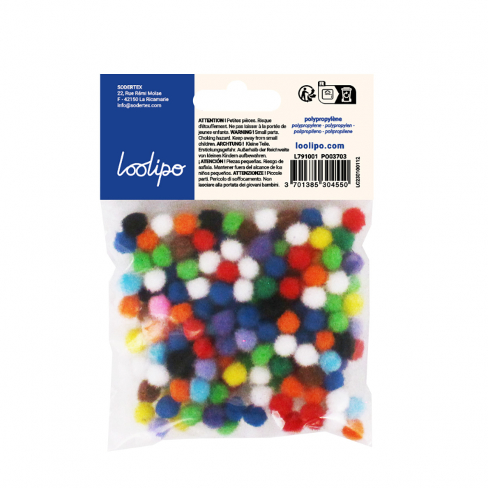 Set pom-pom multicolor, 200 buc [3]