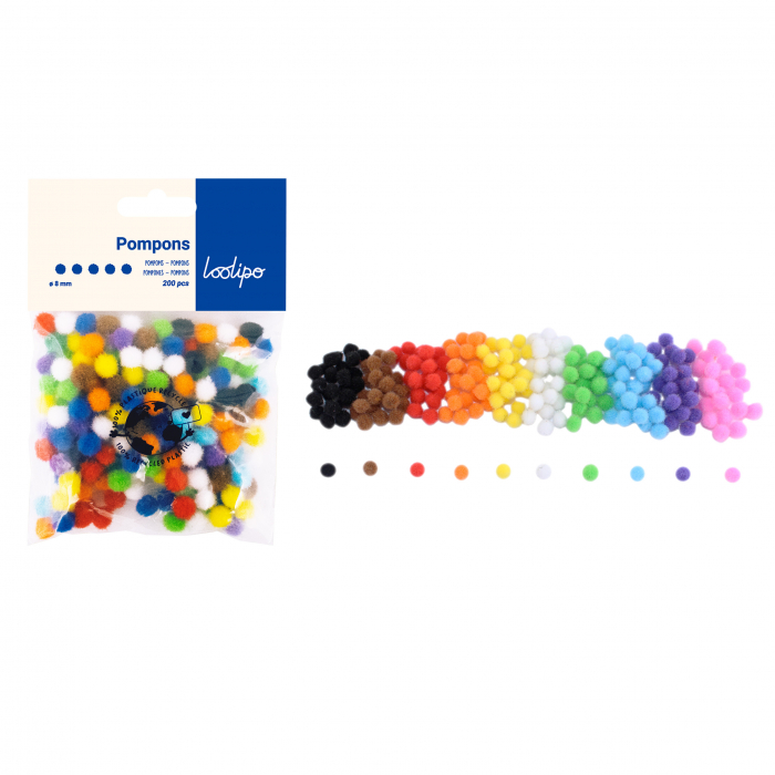 Set pom-pom multicolor, 200 buc [2]