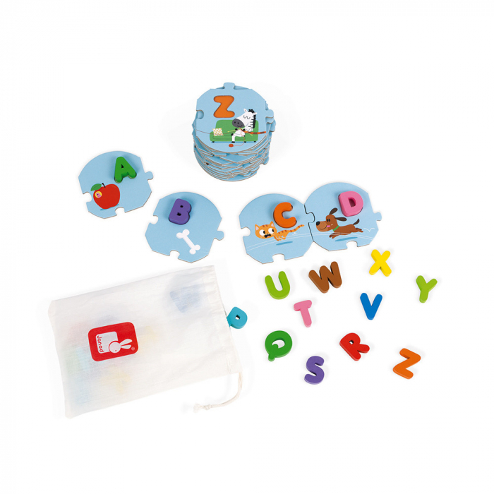 Set Puzzle urias cu 28 de piese din carton si 26 de numere din lemn [3]