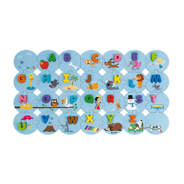 Set Puzzle urias cu 28 de piese din carton si 26 de numere din lemn [2]