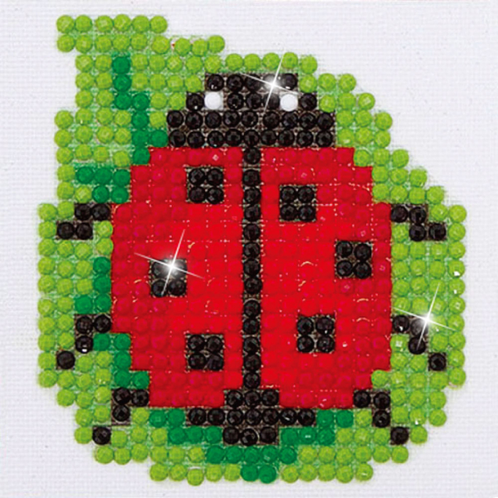 Set tablou cu diamante si rama - Buburuza norocoasa, 7 x 7 cm [2]
