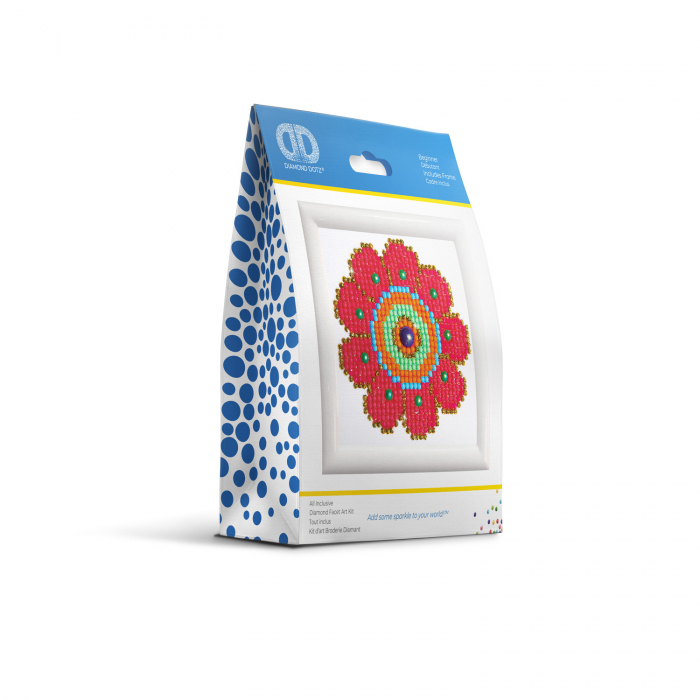 Set tablou cu diamante si rama - Floare rosie [2]