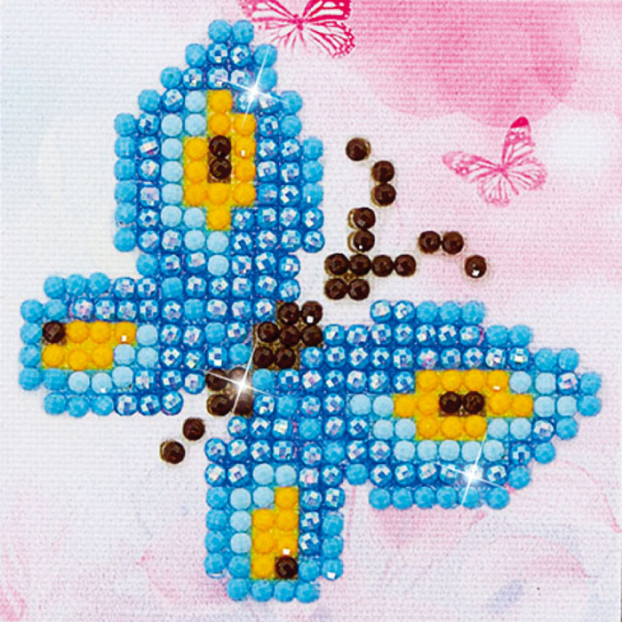 Set tablou cu diamante si rama - Fluture albastru, 7 x 7 cm [2]