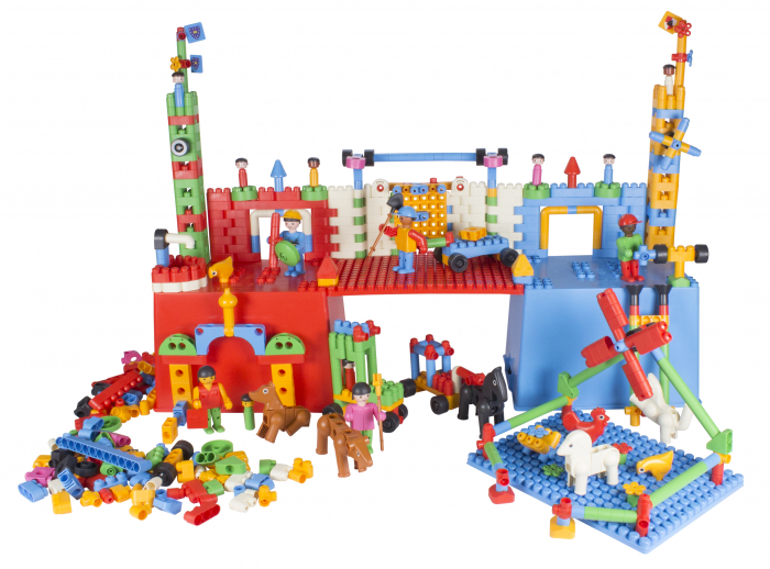 Super Set de constructie cu 831 de piese - O lume fericita