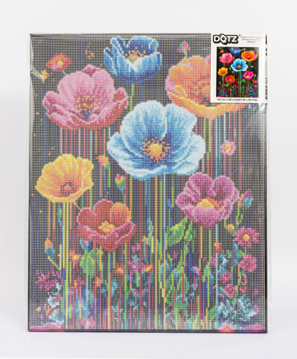 Tablou cu diamante inramat - Maci multicolori [3]