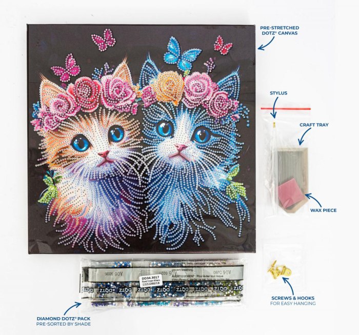 Tablou cu diamante inramat - Pisicute adorabile, 30 x 30 cm [2]