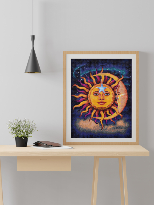 Tablou cu diamante - Luna și soarele, 35 x 45 cm [2]