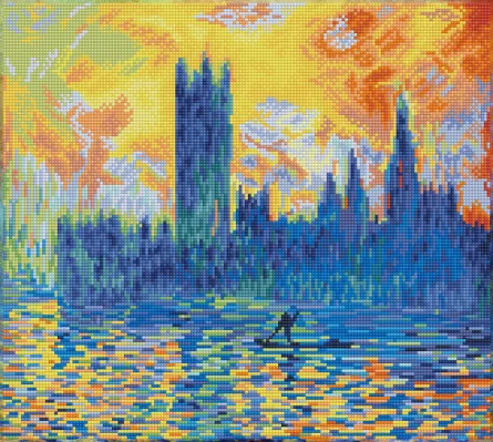 Tablou cu diamante - Parlamentul de la Londra, iarna (Claude Monet)