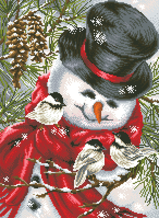 Tablou cu diamante - Prietenii omului de zăpadă, 57 x 42 cm [2]