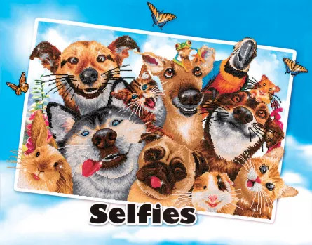 Tablou cu diamante - Selfie cu animale