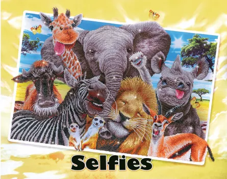 Tablou cu diamante - Selfie cu animale din jungla