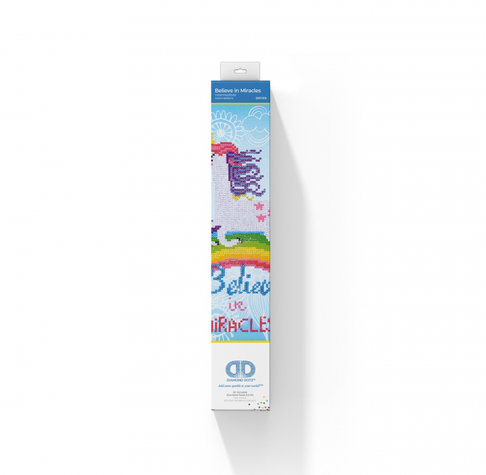 Tablou cu diamante - Unicorn pe curcubeu (Believe in miracles) [2]