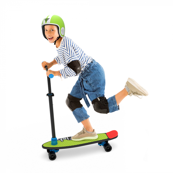 Trotineta si skateboard 2 in 1, cu 4 roti, maner negru si 3 placi interschimbabile pentru baza - SkatieSkootie [2]