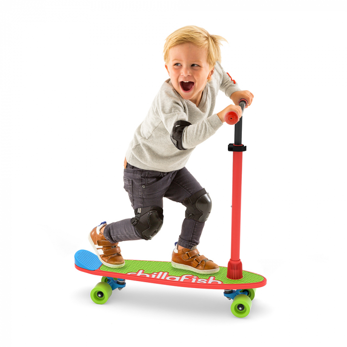 Trotineta si skateboard 2 in 1, cu 4 roti, maner rosu si 3 placi interschimbabile pentru baza - SkatieSkootie [2]