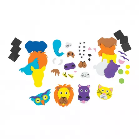 Seturi de creatie - Animăluțe din spumă – fețe magnetice , Set de 36