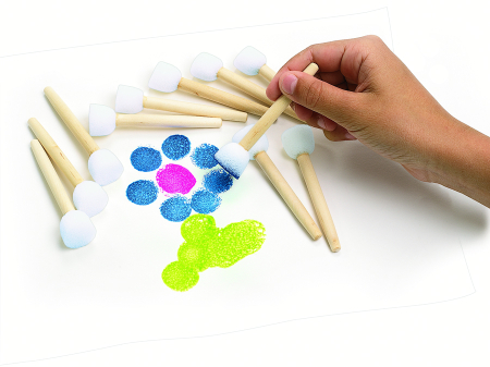 Instrumente si accesorii pentru pictura - Bețișoare cu burete tip ștampilă - 12 buc