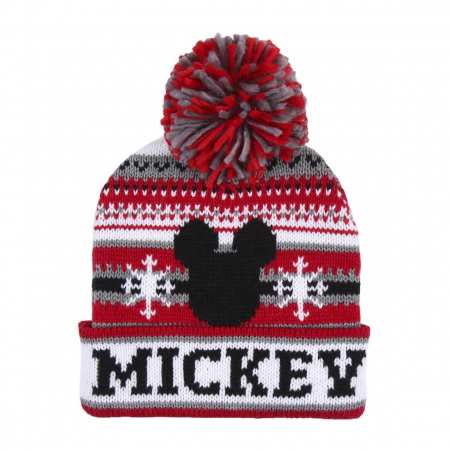 Fashion Kids - Caciulita calduroasa rosie cu pompom - Mickey