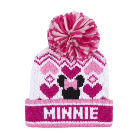 Caciuli si fulare - Caciulita calduroasa roz cu pompom - Minnie