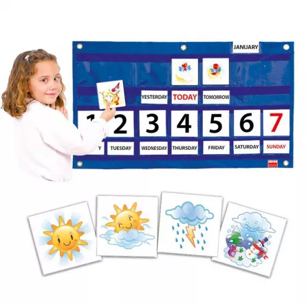 Explorarea mediului inconjurator - Calendar cu 40 de buzunare transparente si 83 de carduri în 10 limbi