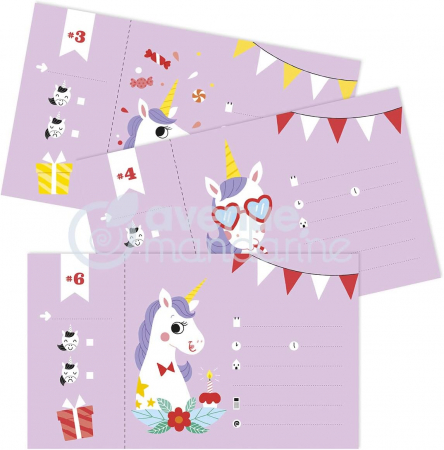 Carnetel cu 12 invitatii pentru petrecere - Unicorni [2]