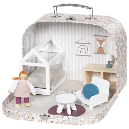 Cutia cu jucarii - Casă de păpuși în valiză cu mobilier din lemn - Paris