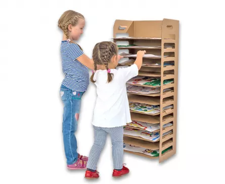 Accesorii pentru scoala si gradinita - Corp din carton cu 14 rafturi pentru depozitarea planșelor proaspăt pictate, 110 x 46 x 33 mm